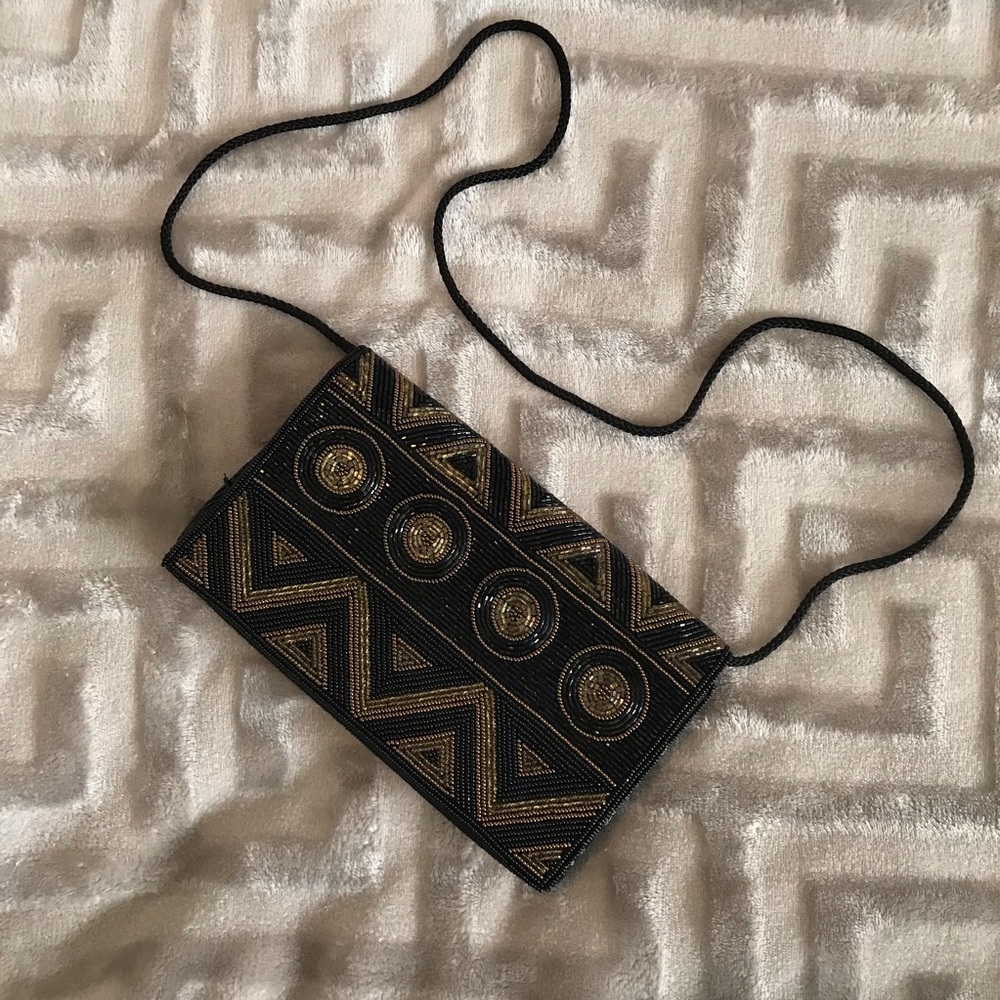 Black Beaded Clutch